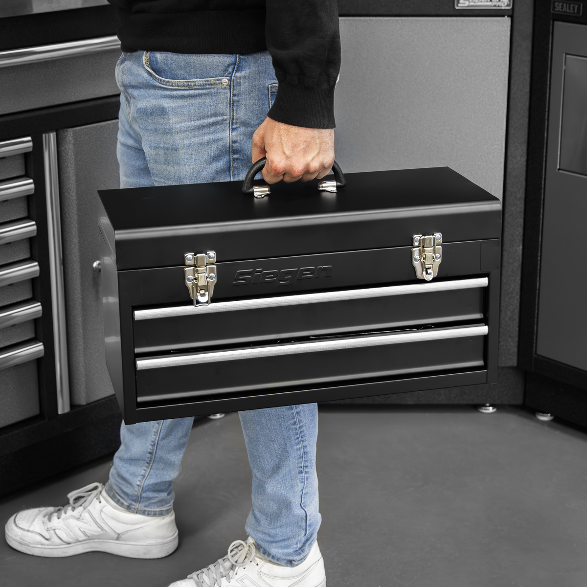 Siegen Portable 2-Drawer Tool Chest with 90 Piece Tool Kit