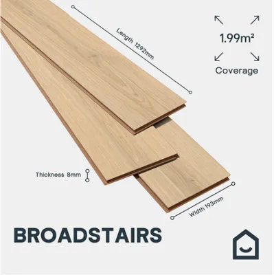 Broadstairs Natural Wood Effect Structured Laminate Flooring 1.99m²