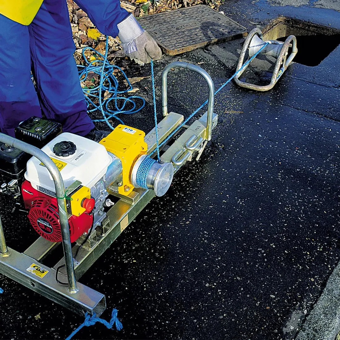 Petrol Capstan Cable Winch and Cable Roller Hire Pack