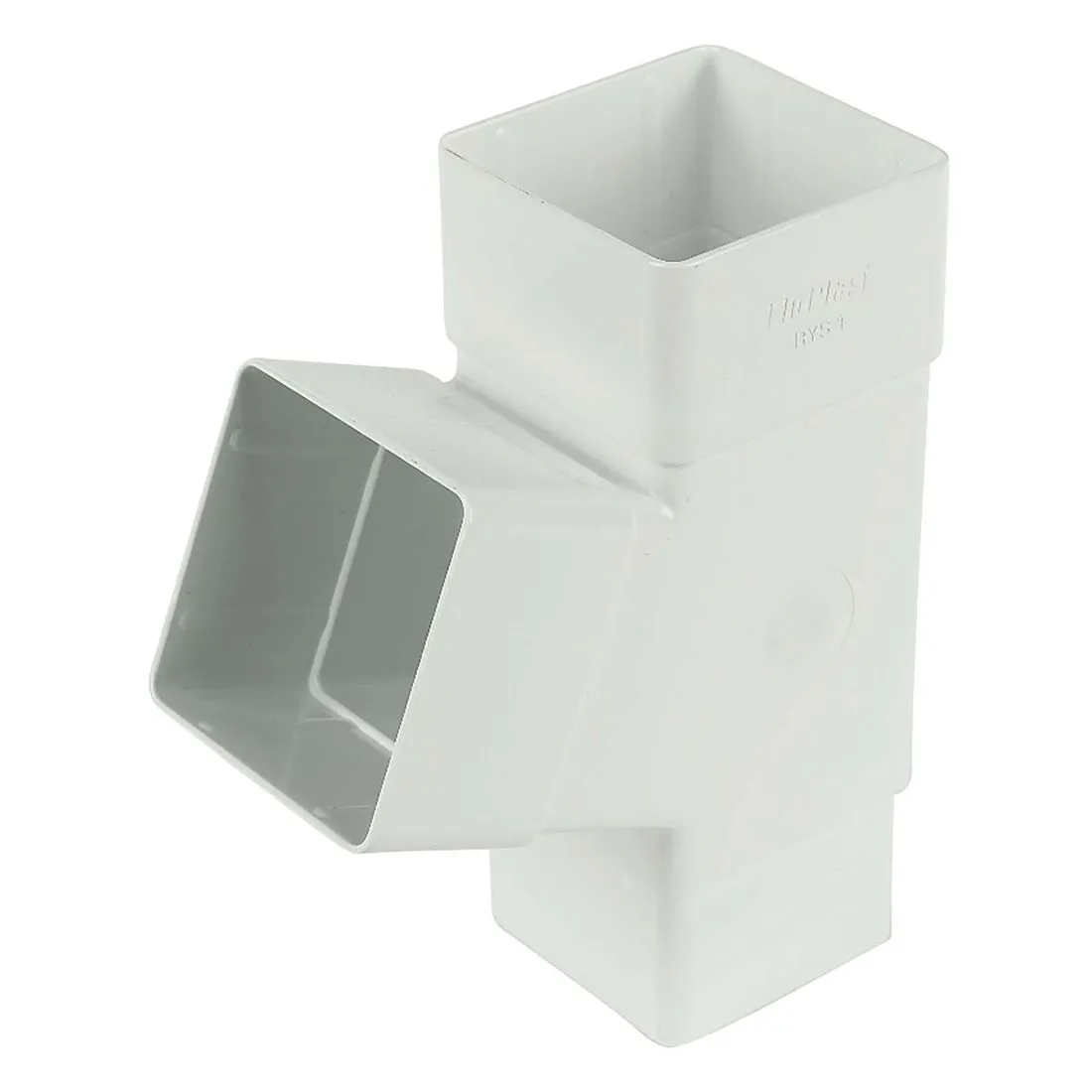FloPlast Whte 65mm Square Downpipe 67.5 Degree Branch