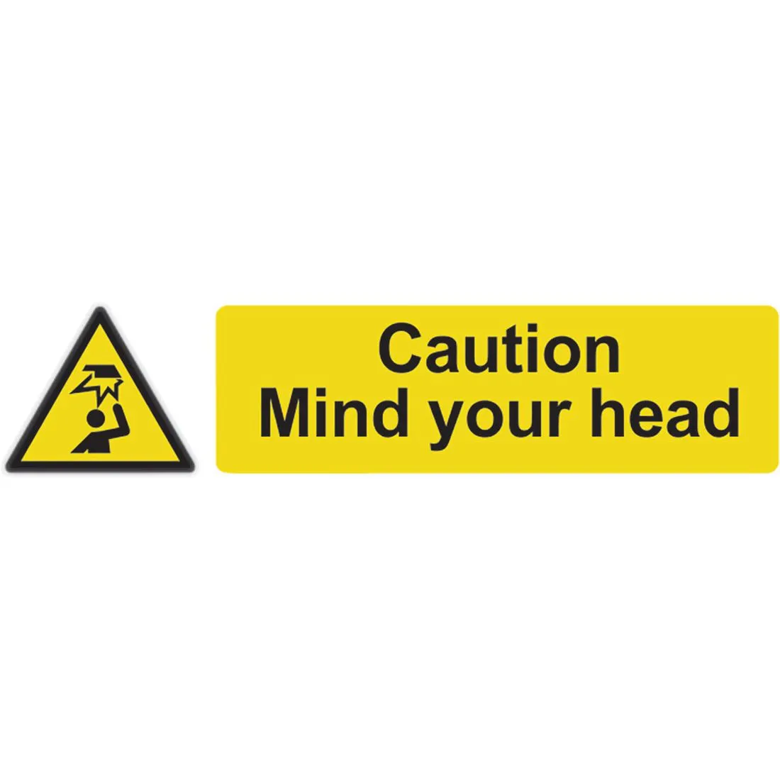 Caution Mind Your Head Sign 200 x 50mm Self Adhesive