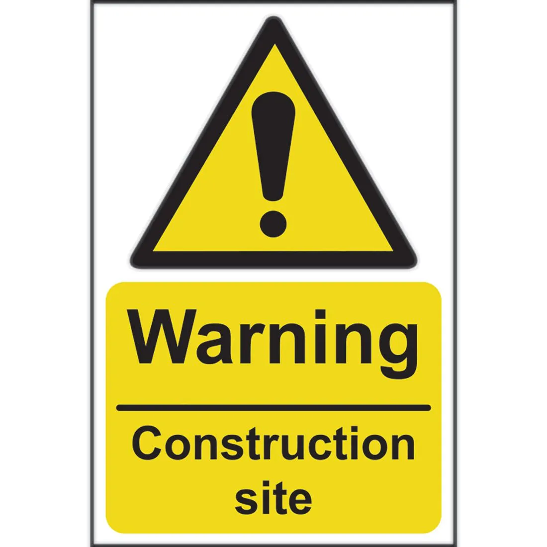 Warning Construction Site Sign 200 x 300mm Self Adhesive