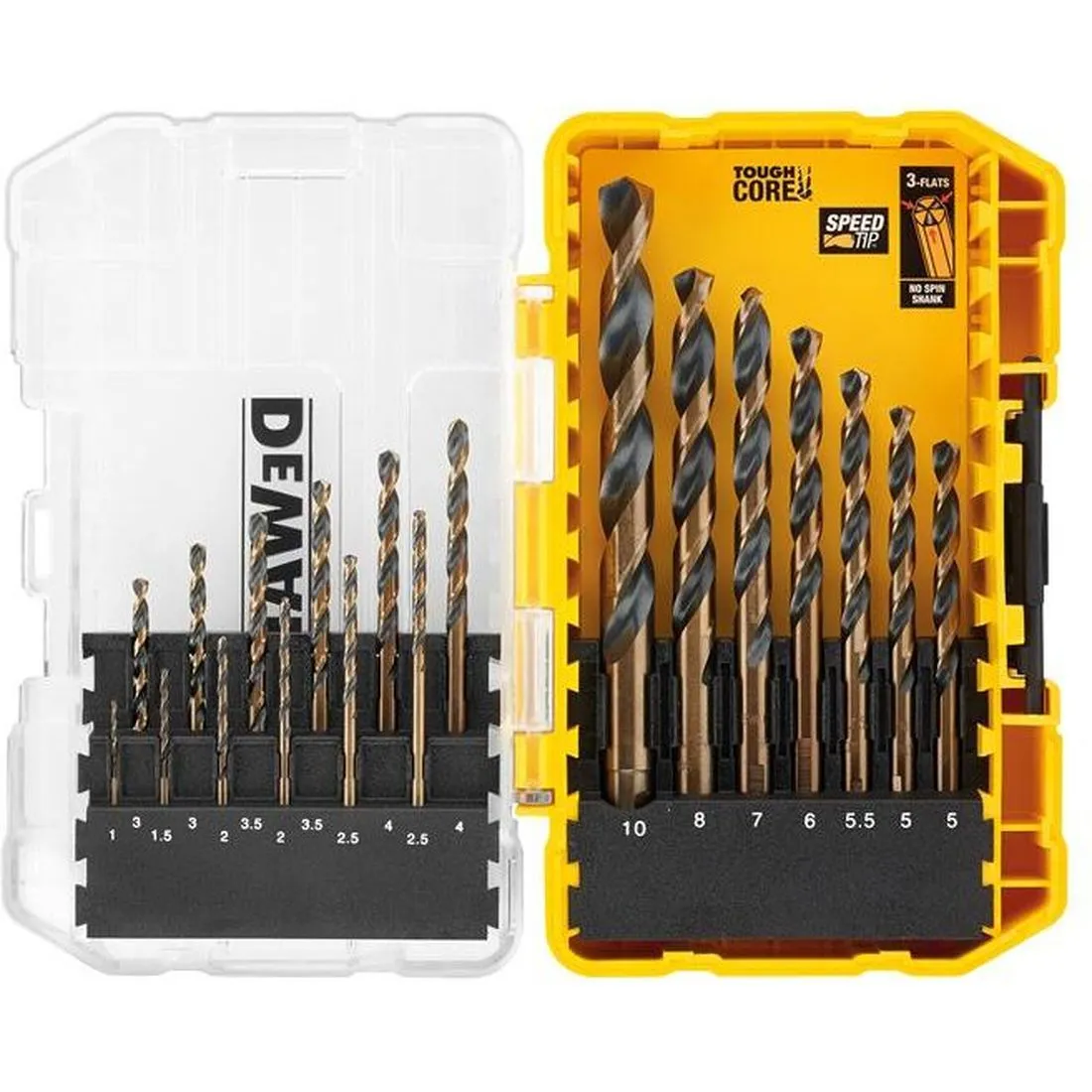 DEWALT DT70728 Black & Gold HSS Drill Set, 19 Piece