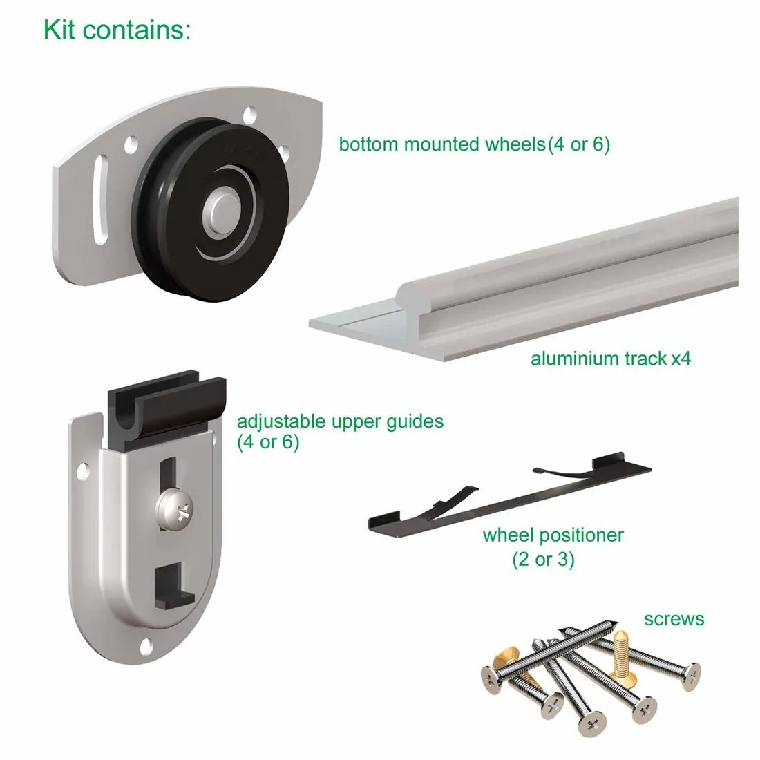 ARES2 sliding wardrobe door system for 3 doors. 2400mm track length.