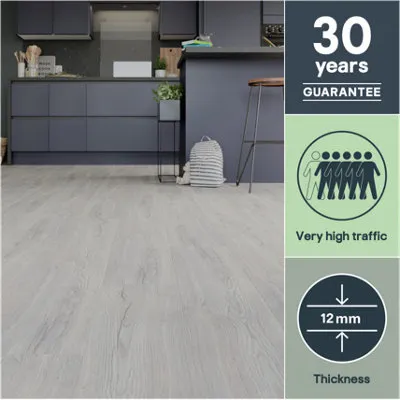 Fulham Grey Oak Effect Structured Laminate Flooring 1.99m²