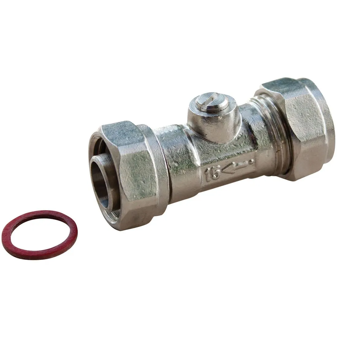 Chrome Straight Service Valve 15mm x 1/2in