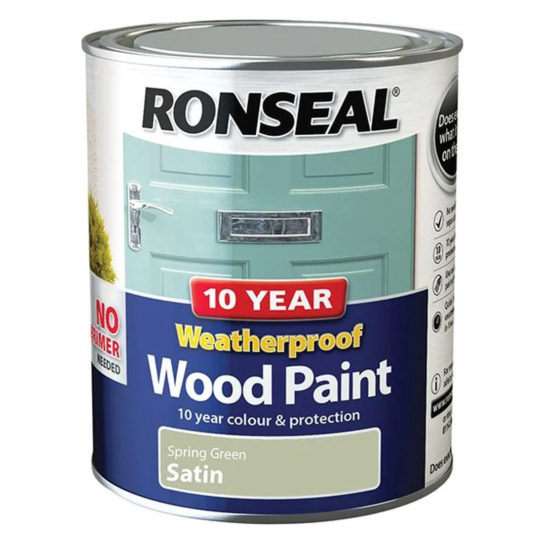 Ronseal 10 Year Weatherproof Wood Paint Spring Green Satin 750ml