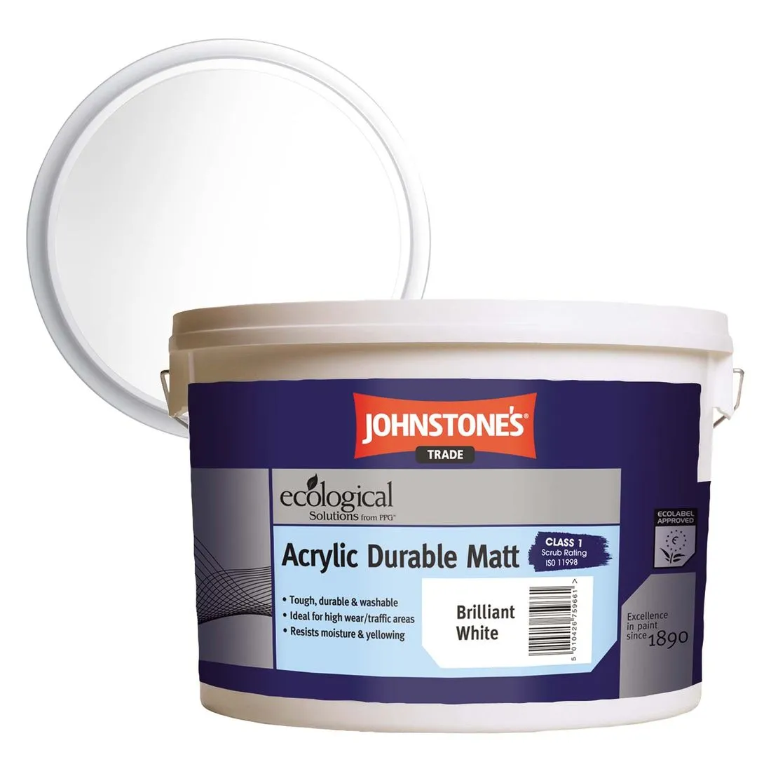 Johnstones Acrylic Durable Matt Emulsion Brilliant White 10L