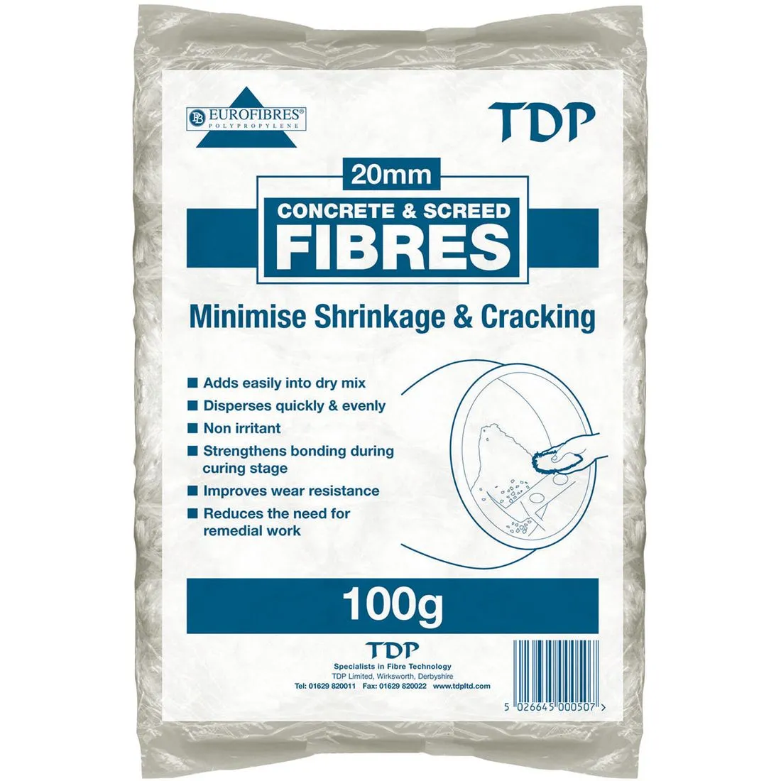20mm Fibre Additives For Concrete and Screed 100g