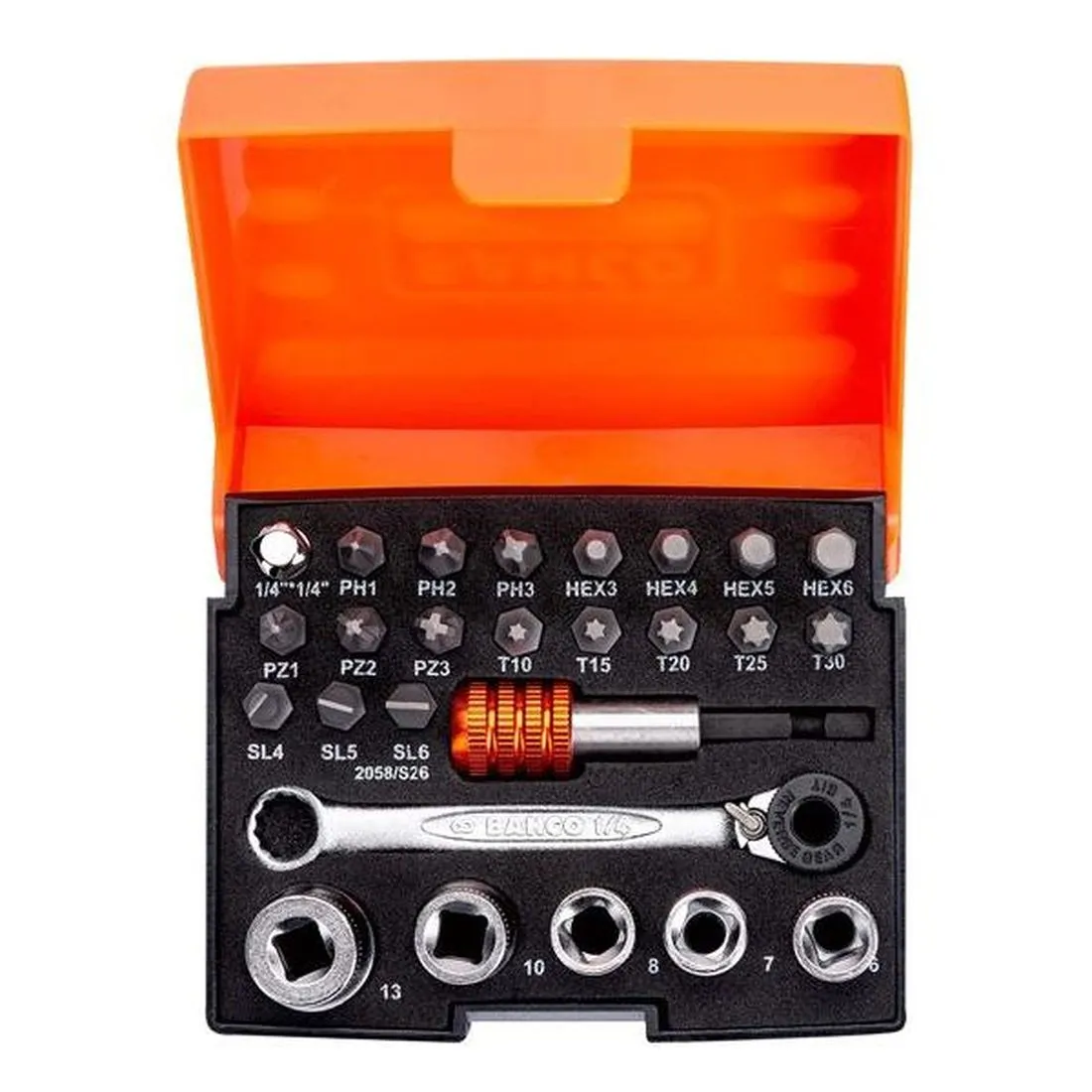 Bahco 2058/S26 Ratchet Socket Set of 26 Metric 1/4in Drive