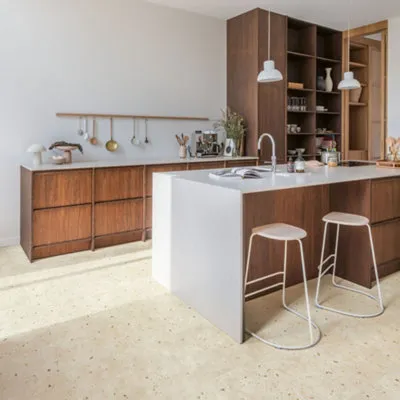 Quick-Step Aquanto Benmore Cream Stone Tile Effect Embossed Flooring 1.9m²