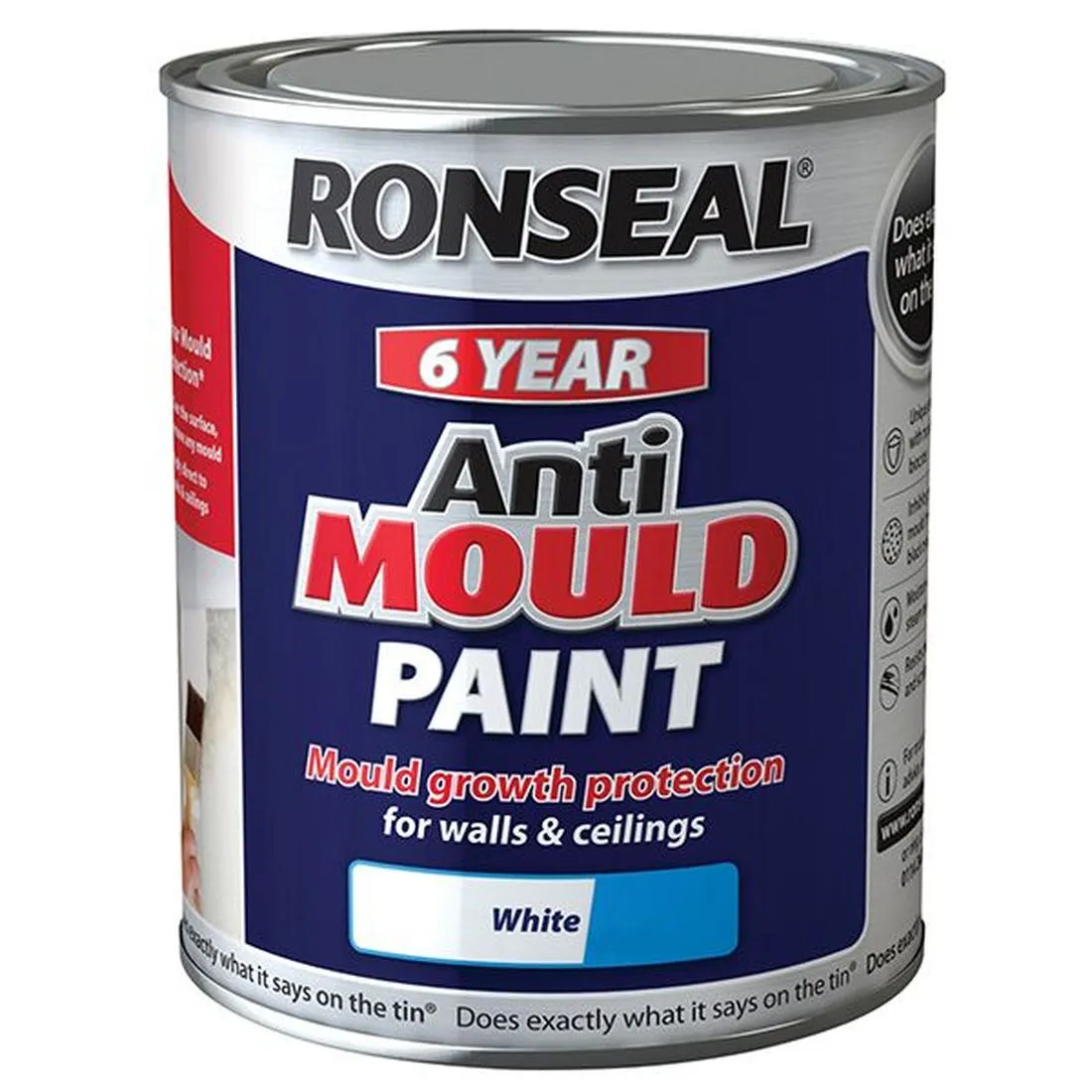 Ronseal 6 Year Anti Mould Paint White Matt 750ml