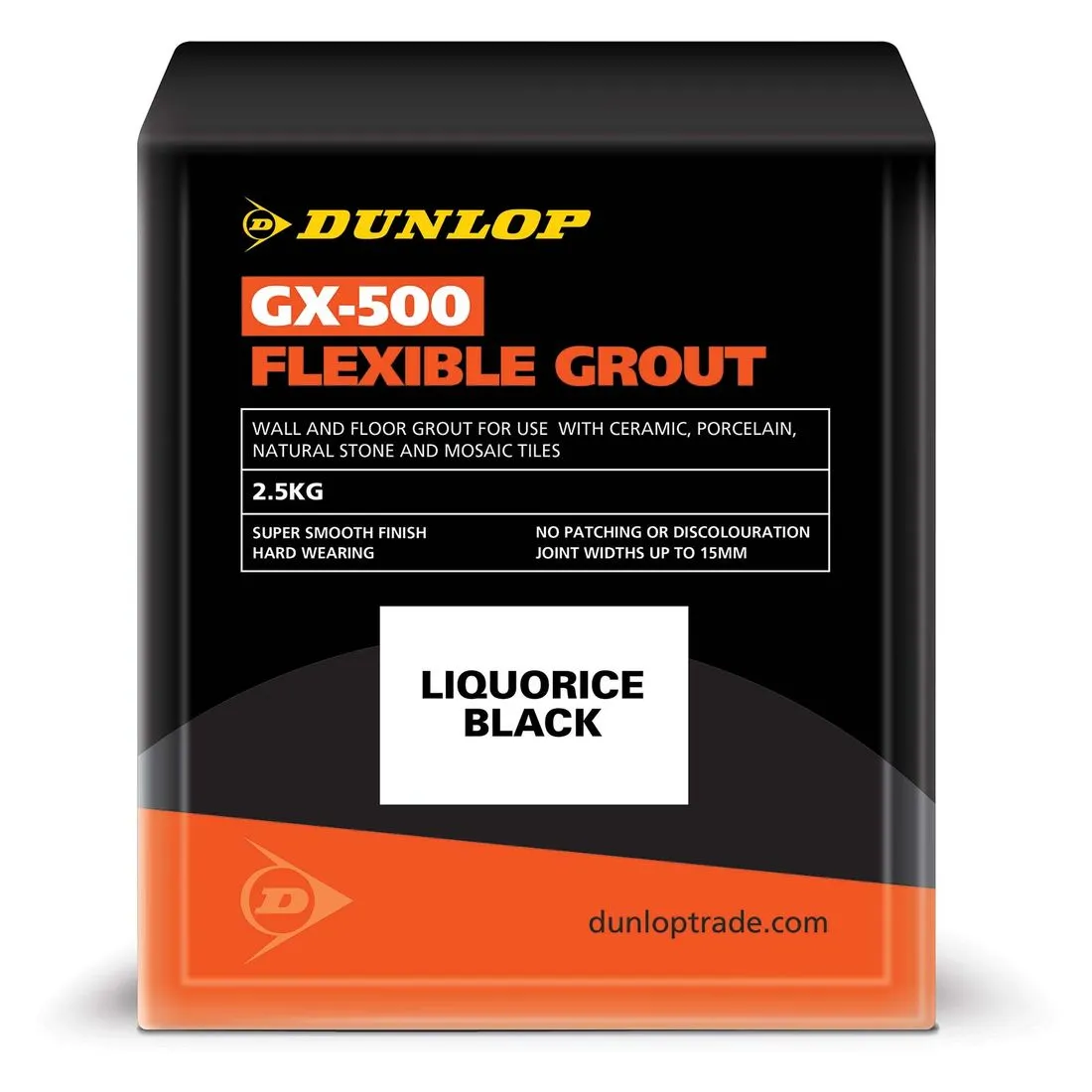 Dunlop Gx-500 Flexible Floor and Wall Tile Grout Liquorice Black 2.5kg