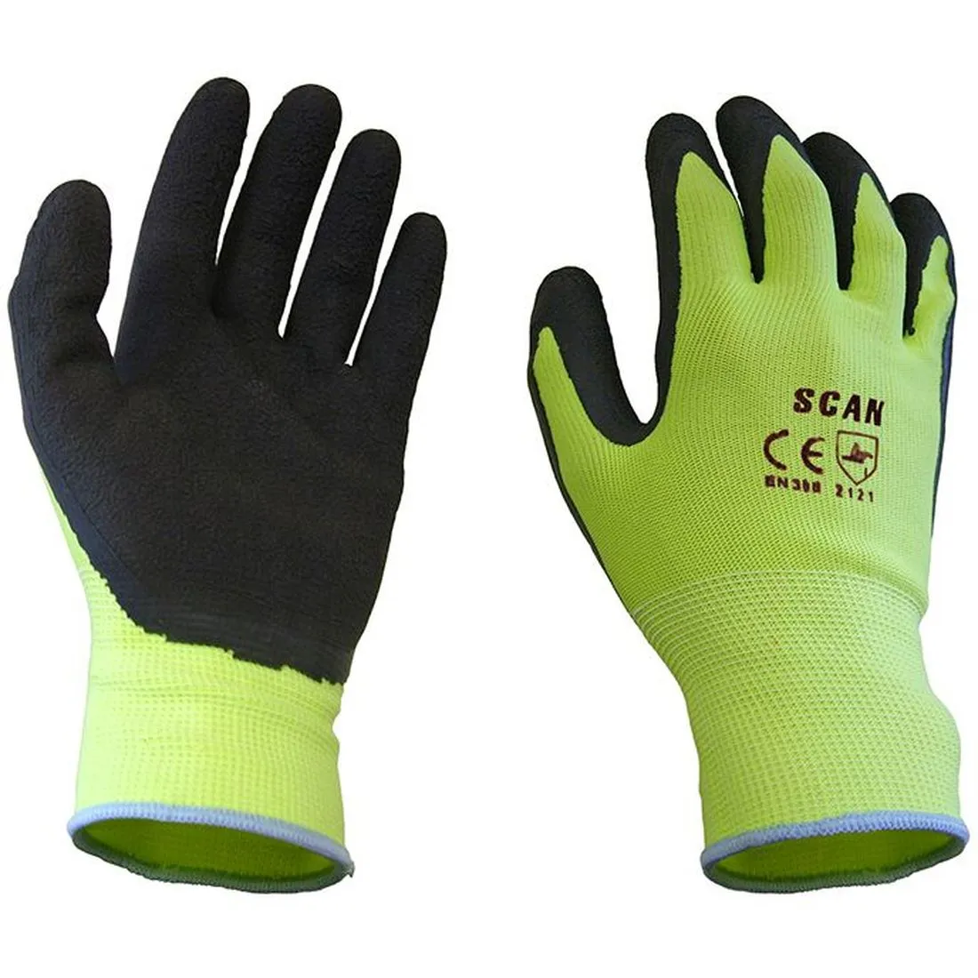Hi Vis Foam Latex Coated Gloves