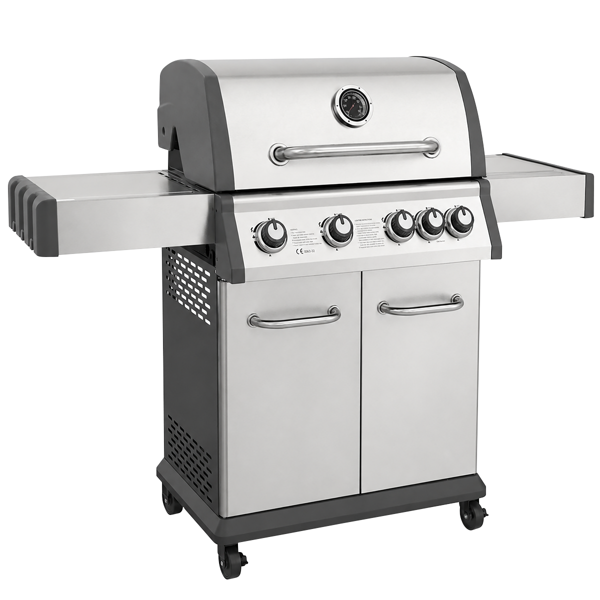 Dellonda 4+1 Burner Deluxe Gas BBQ Grill with Piezo Ignition & Thermometer - Stainless Steel