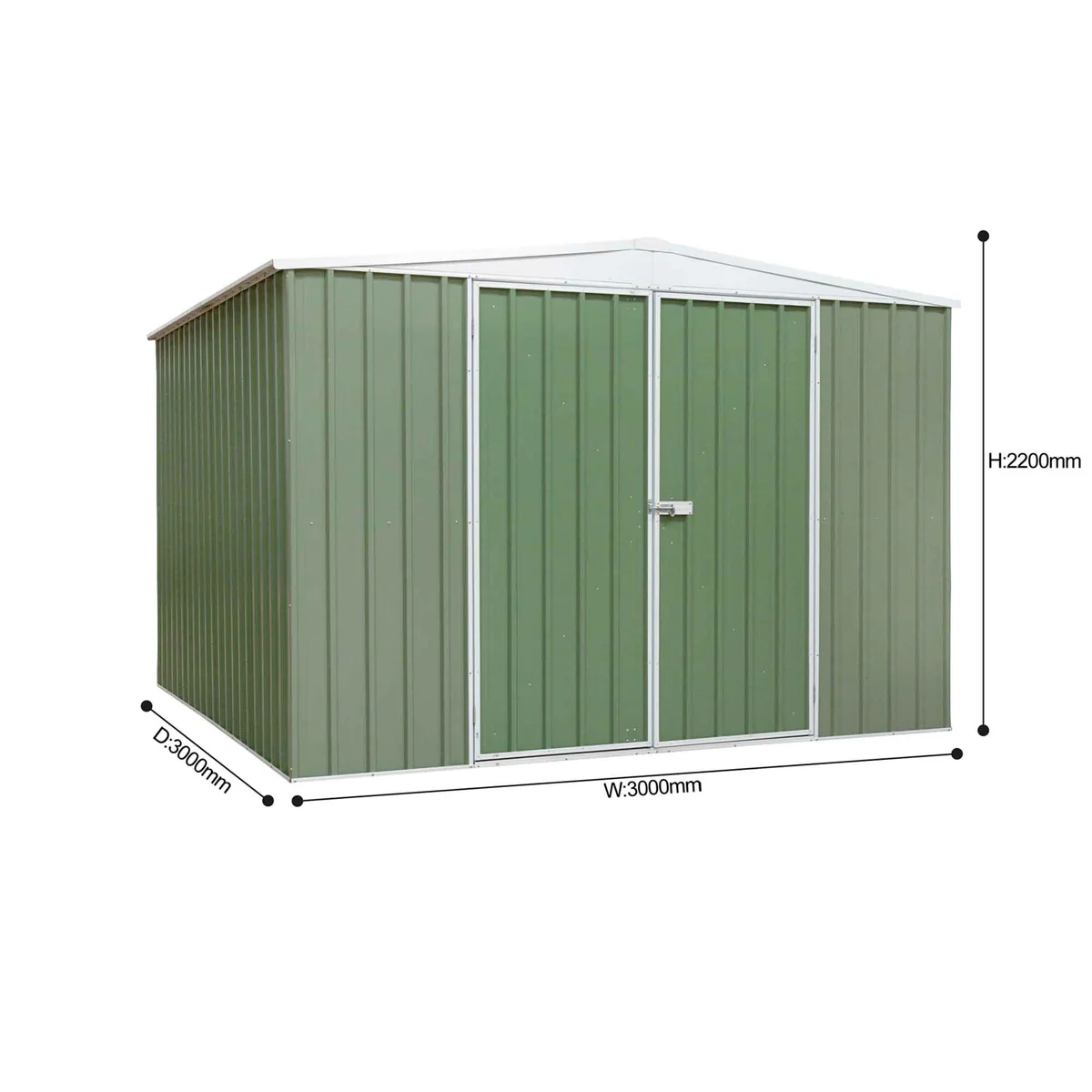 Dellonda Galvanized Steel Green Storage Shed Apex Style Roof