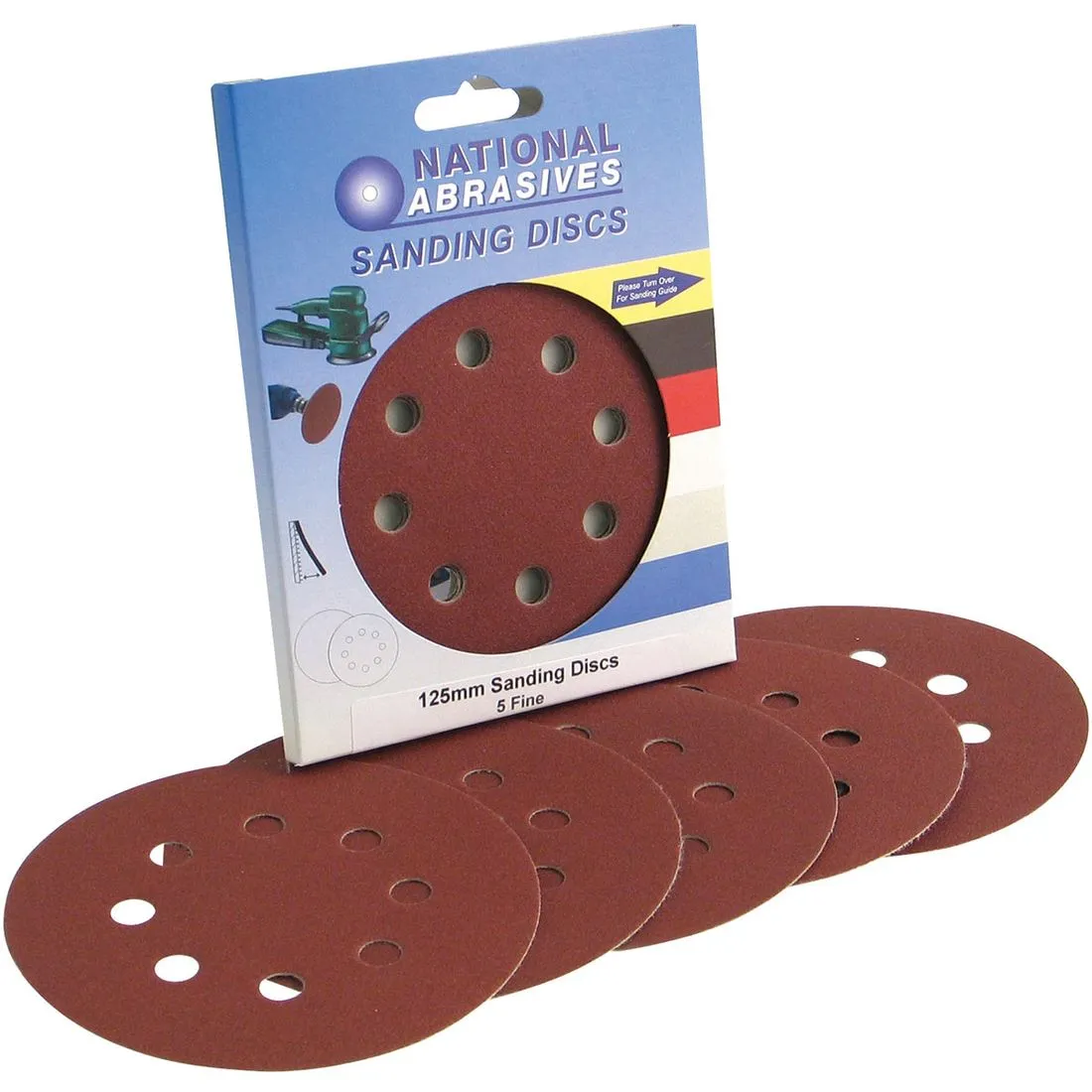 Coarse Grade 125mm Random Orbit 8 Holes Sanding Discs Pk 5