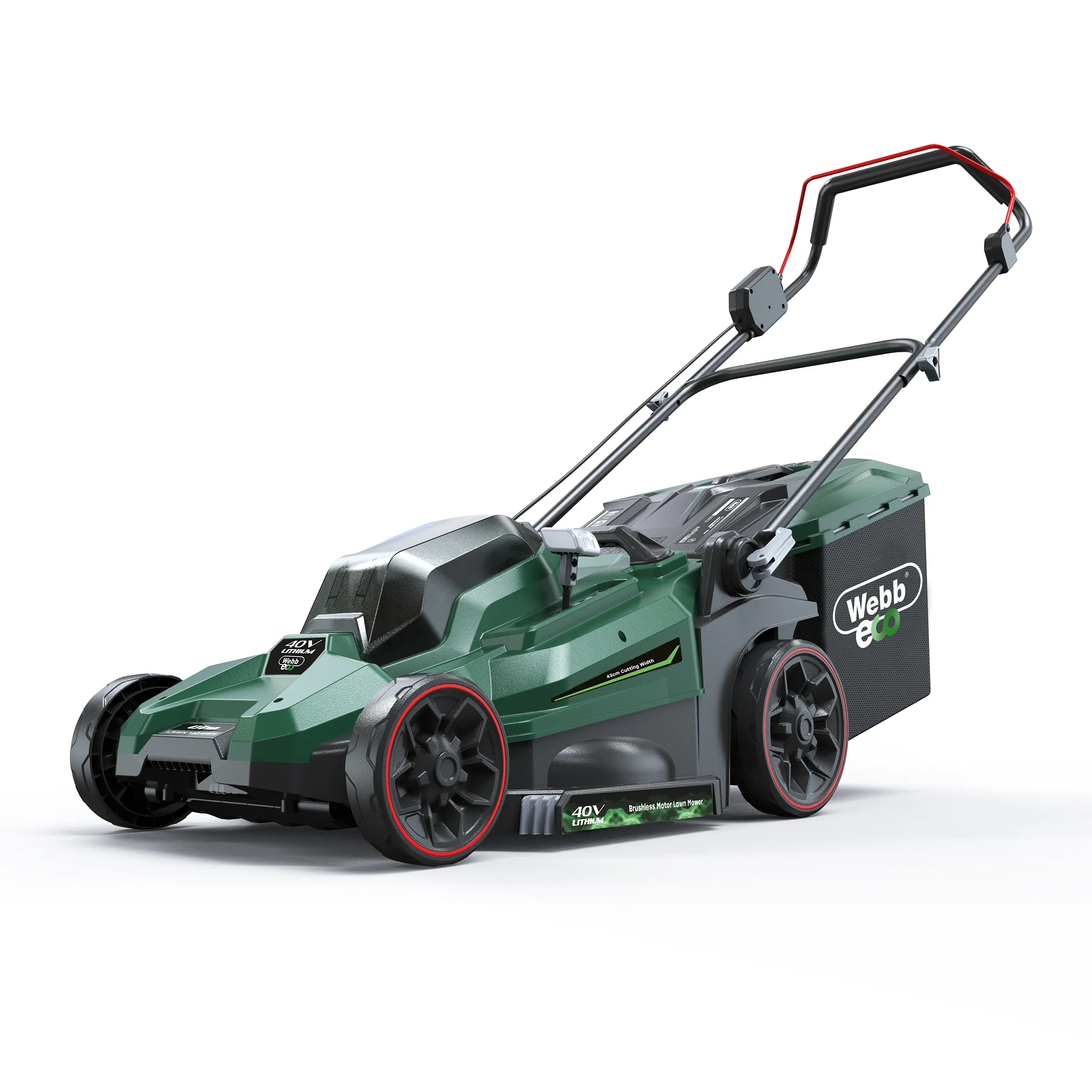Webb Eco 43cm Cordless Rotary Lawnmower inc 2 x 4Ah Battery & Dual Charger