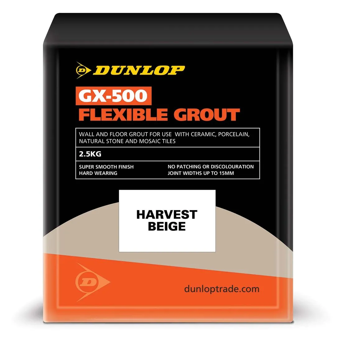 Dunlop Gx-500 Flexible Floor and Wall Tile Grout Harvest Beige 2.5kg