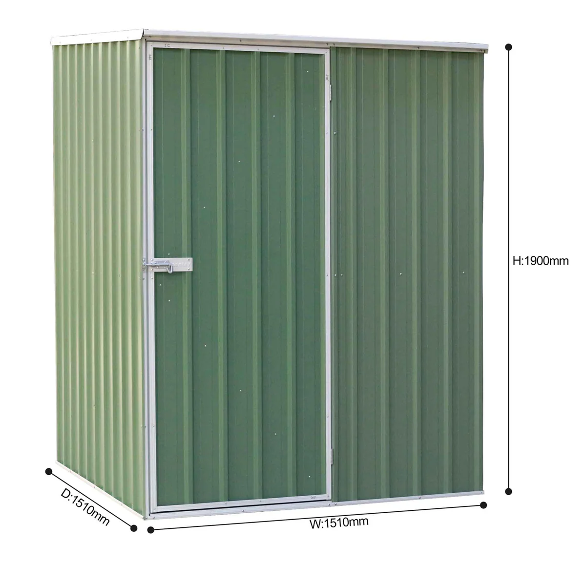 Dellonda Galvanized Steel Green Storage Shed Pent Style Roof