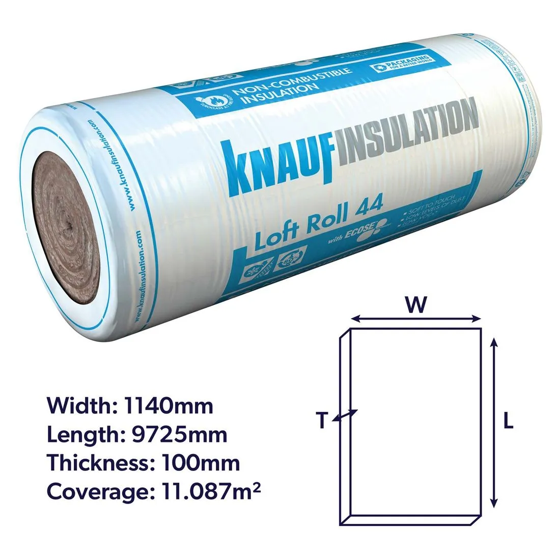 Knauf Insulation Loft Roll 44 100mm 11.087m2