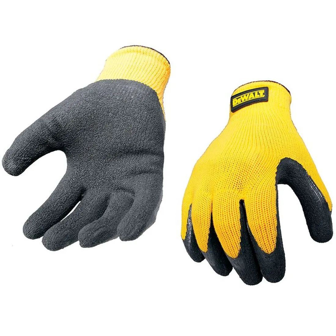 DEWALT Yellow Knit Back Latex Gloves - Large