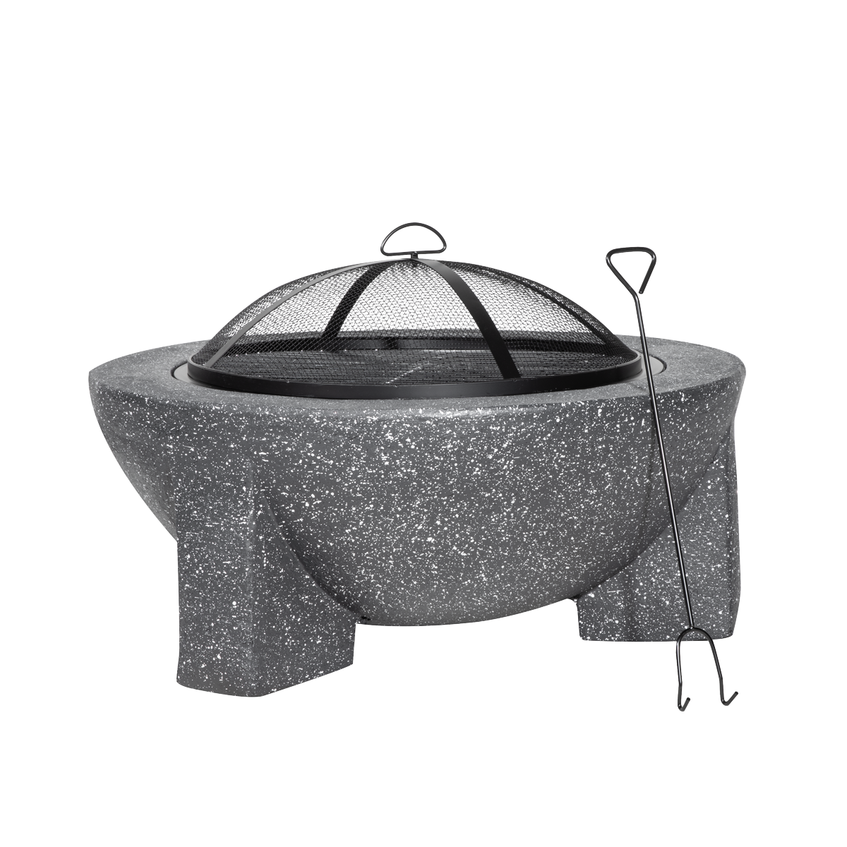 Dellonda Round MgO Fire Pit with BBQ Grill & Safety Mesh Screen 75cm - Dark Grey