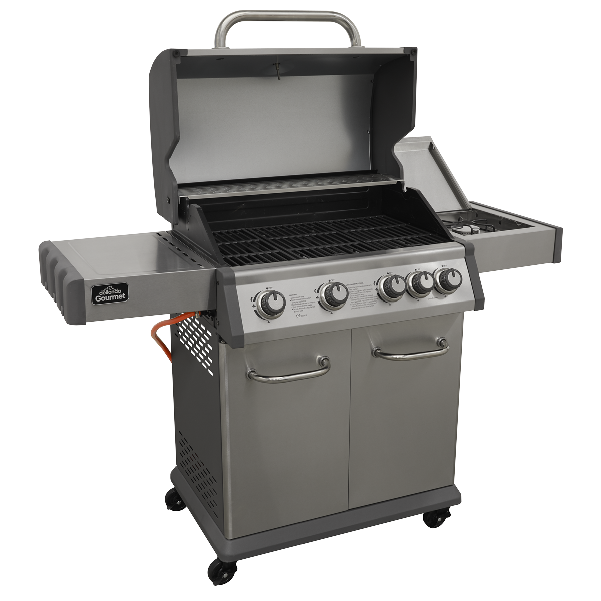 Dellonda 4+1 Burner Deluxe Gas BBQ Grill with Piezo Ignition & Thermometer - Stainless Steel