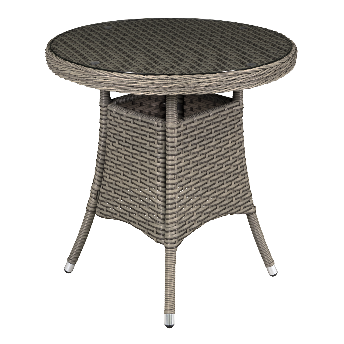 Dellonda Chester Rattan Wicker Round 70cm Outdoor Table with Tempered Glass Top