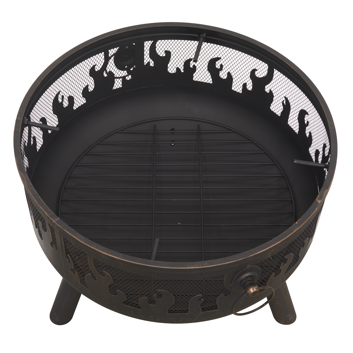 Dellonda Deluxe 61cm Fire Pit with Cooking Grill, Safety Screen & Poker