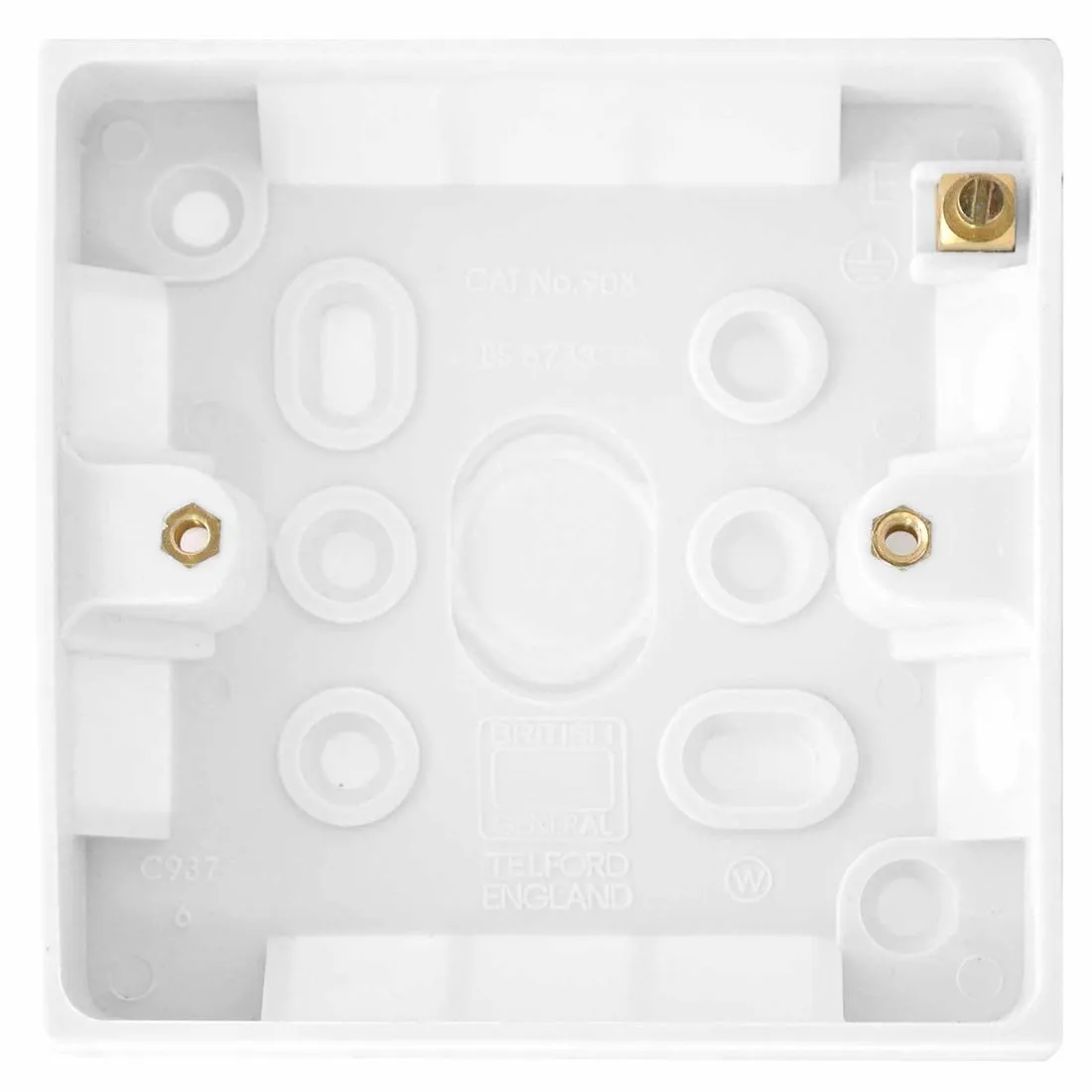 BG 1 Gang 19mm Pattress With Earth Terminal