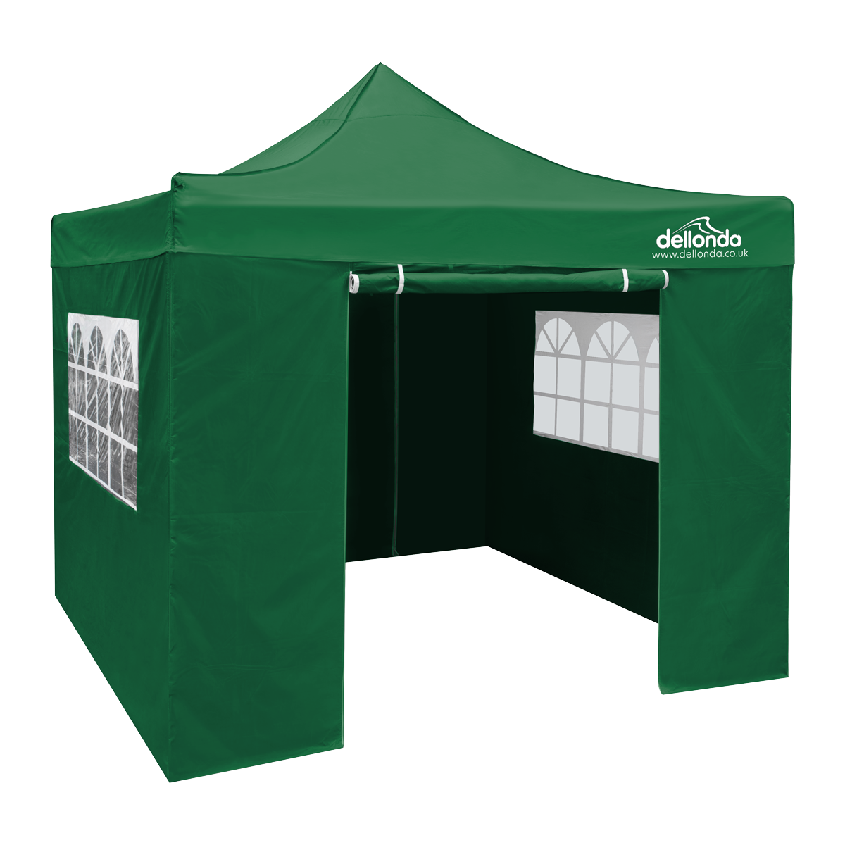 Dellonda Premium 2x2m Pop-Up Gazebo & Side Walls, Water-Resistant with Carry Bag & Weights - Green