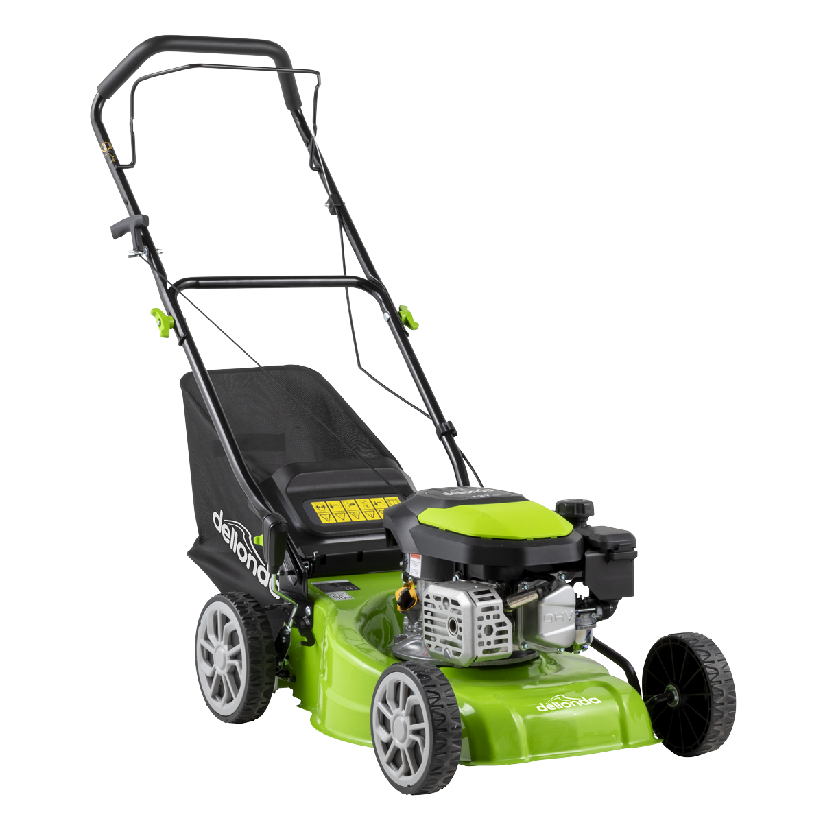 Dellonda Hand-Propelled Petrol Lawnmower Grass Cutter, 127cc 16"/41cm 4-Stroke