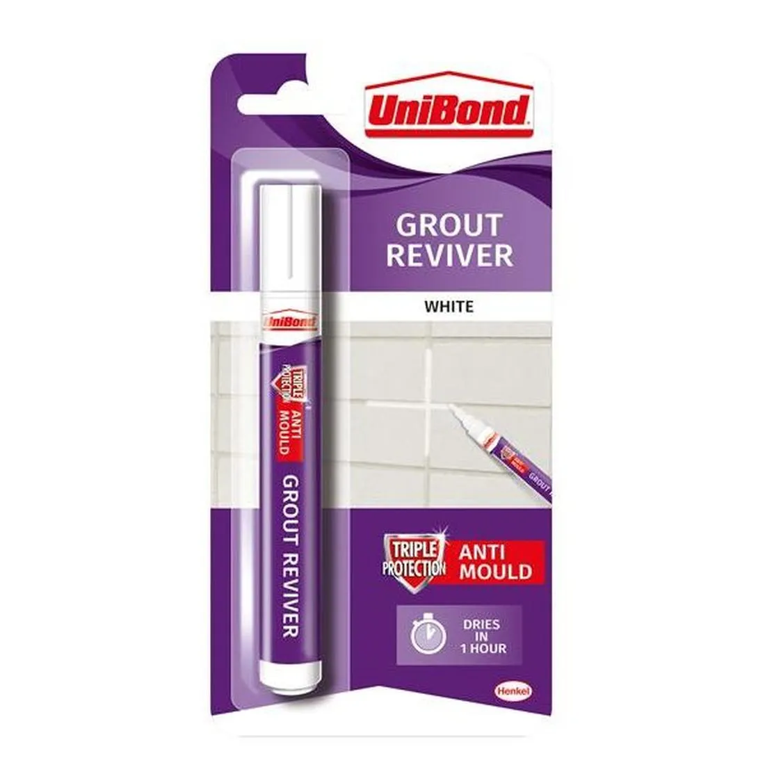 UniBond Triple Protect Grout Reviver Wall Pen 7ml Ice White