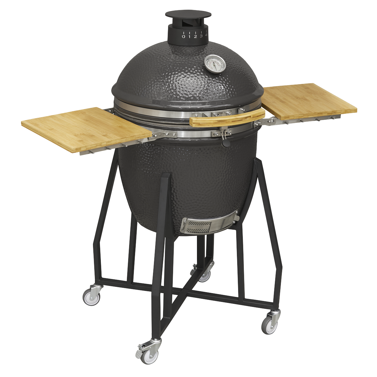 Dellonda Deluxe 22"(56cm) Ceramic Kamado Style BBQ with Wheeled Stand