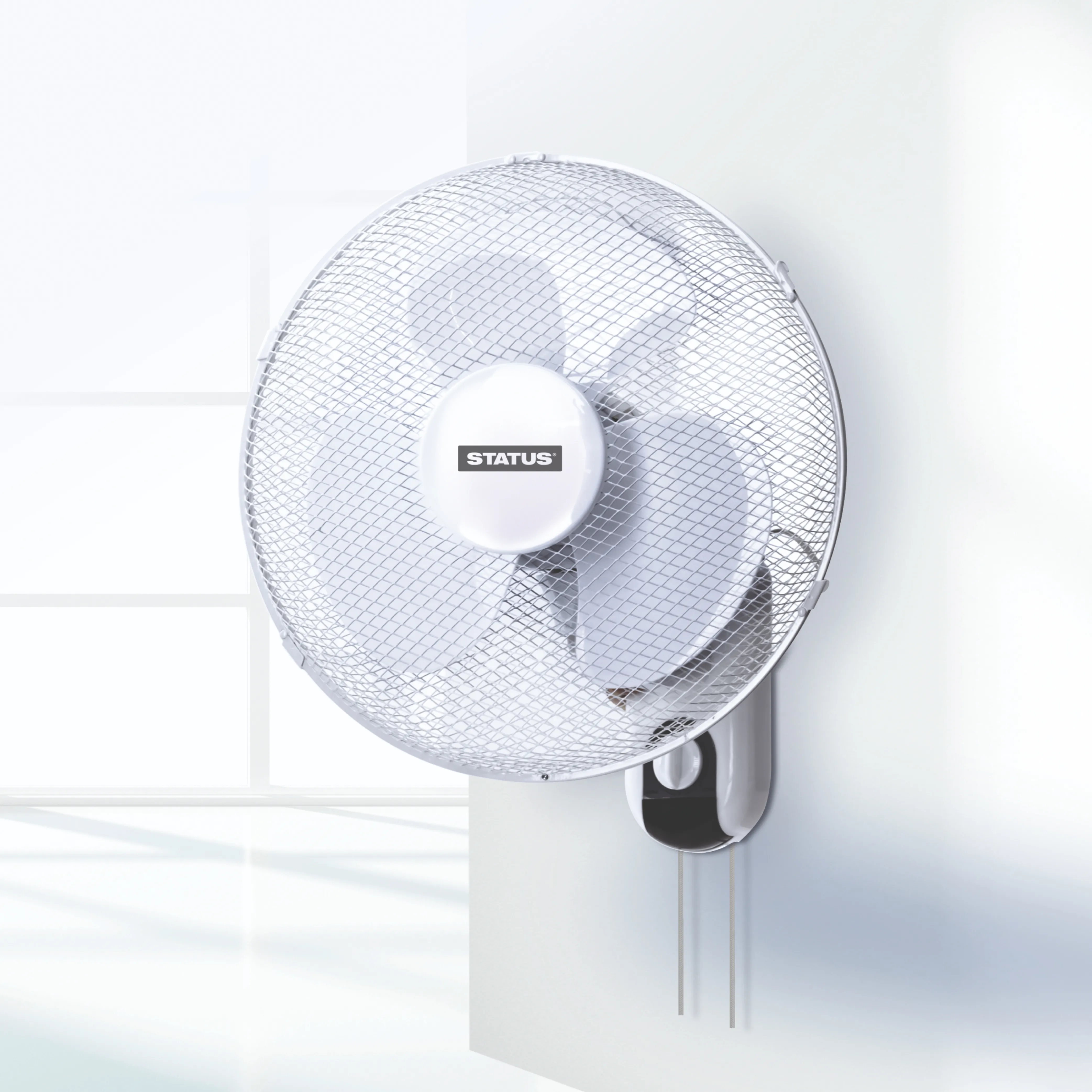 16" White Wall Fan with Pull Cord
