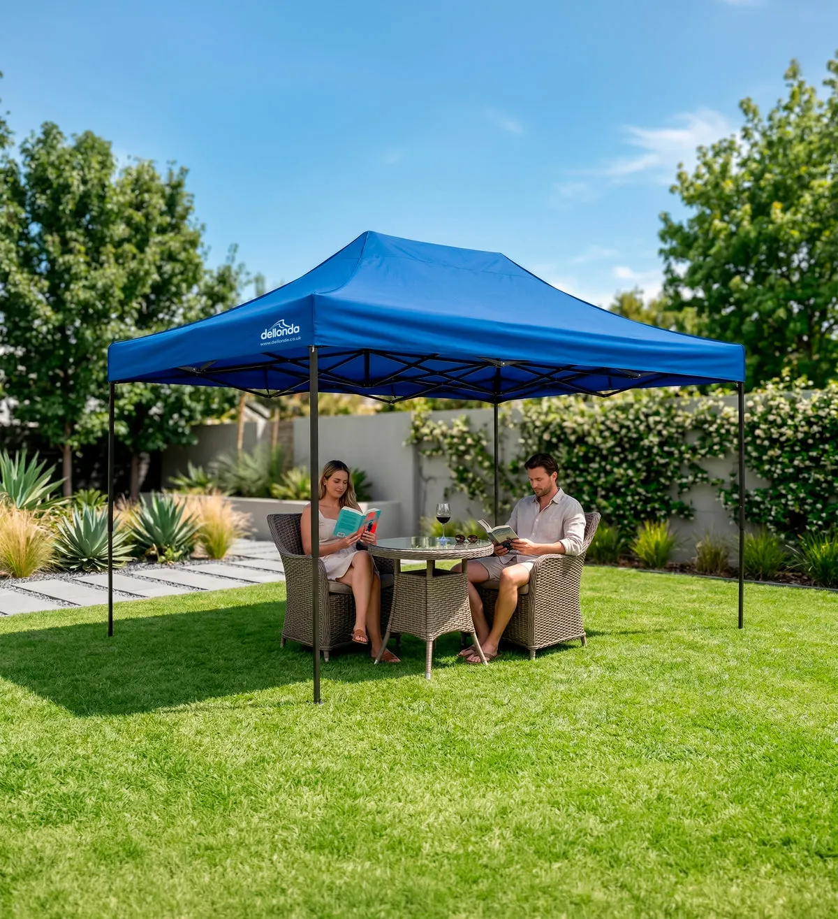 Dellonda Premium 3x4.5m Pop-Up Gazebo, Heavy Duty Water-Resistant Fabric, Carry Bag & Weights