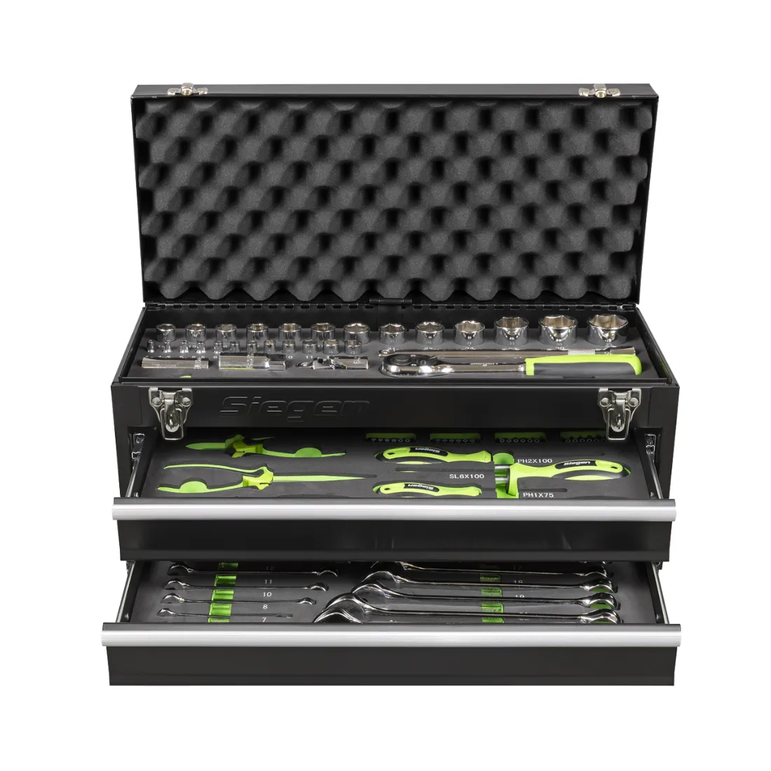 Siegen Portable 2-Drawer Tool Chest with 90 Piece Tool Kit