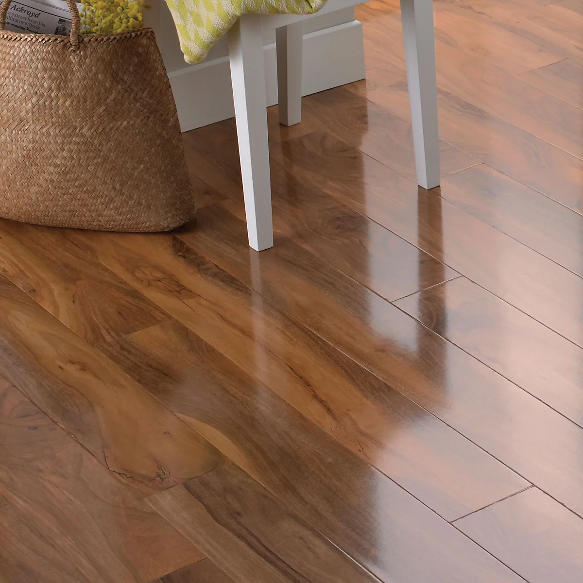 Dolce Wood Planks Walnut Effect High Gloss Laminate Flooring 1.19m²