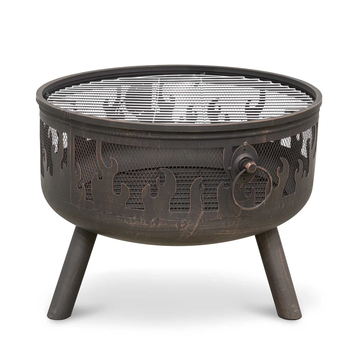 Dellonda Deluxe 61cm Fire Pit with Cooking Grill, Safety Screen & Poker