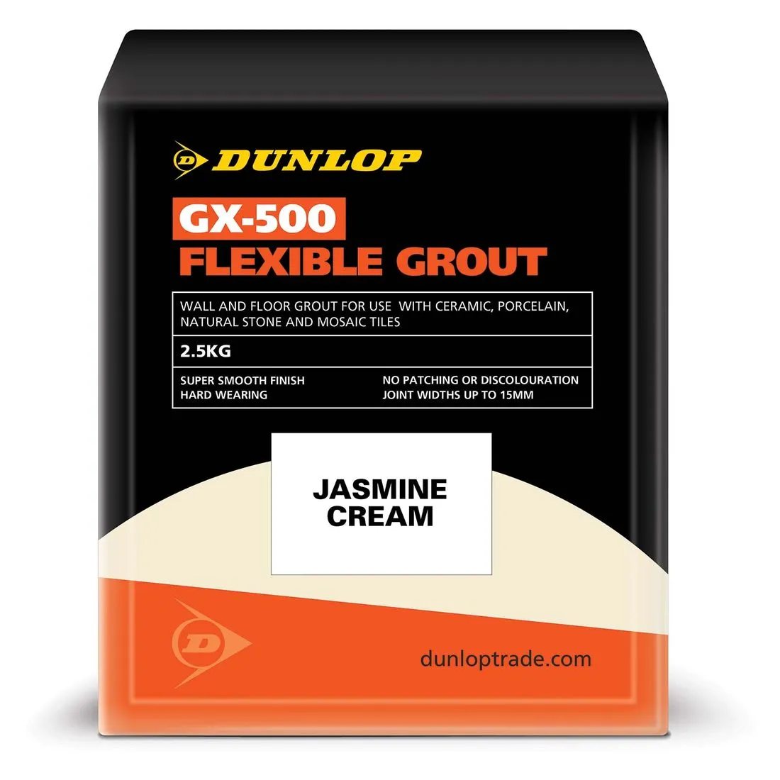 Dunlop Gx-500 Flexible Floor and Wall Tile Grout Jasmine Cream 2.5kg