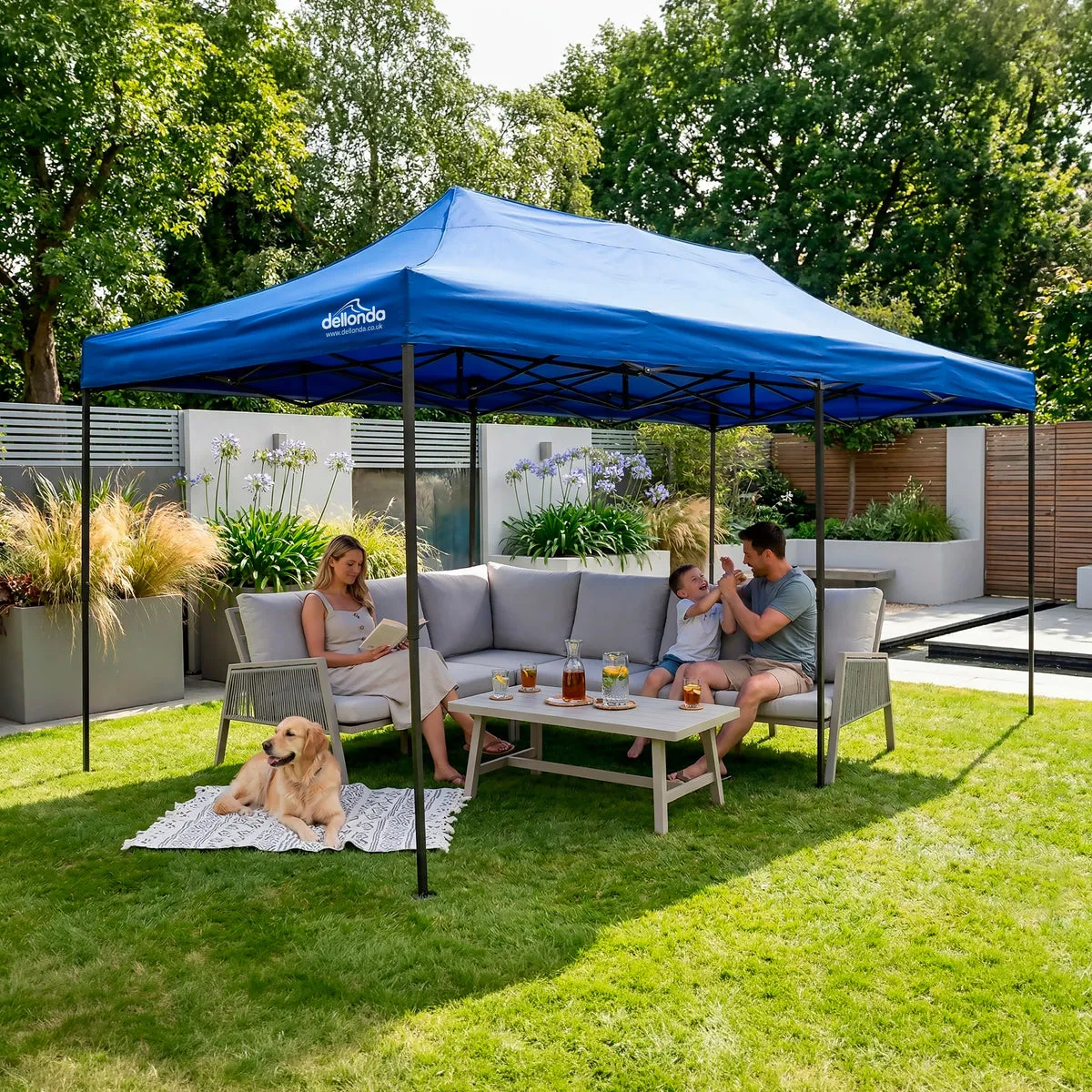 Dellonda Premium 3x6m Pop-Up Gazebo, Heavy Duty Water-Resistant Fabric, Carry Bag & Weights