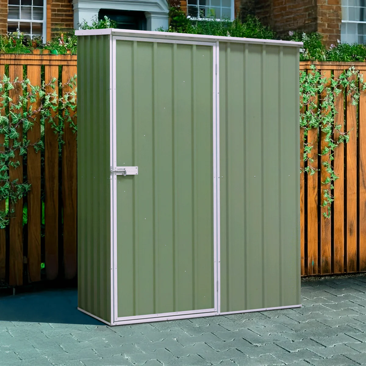 Dellonda Galvanized Steel Green Storage Shed Pent Style Roof