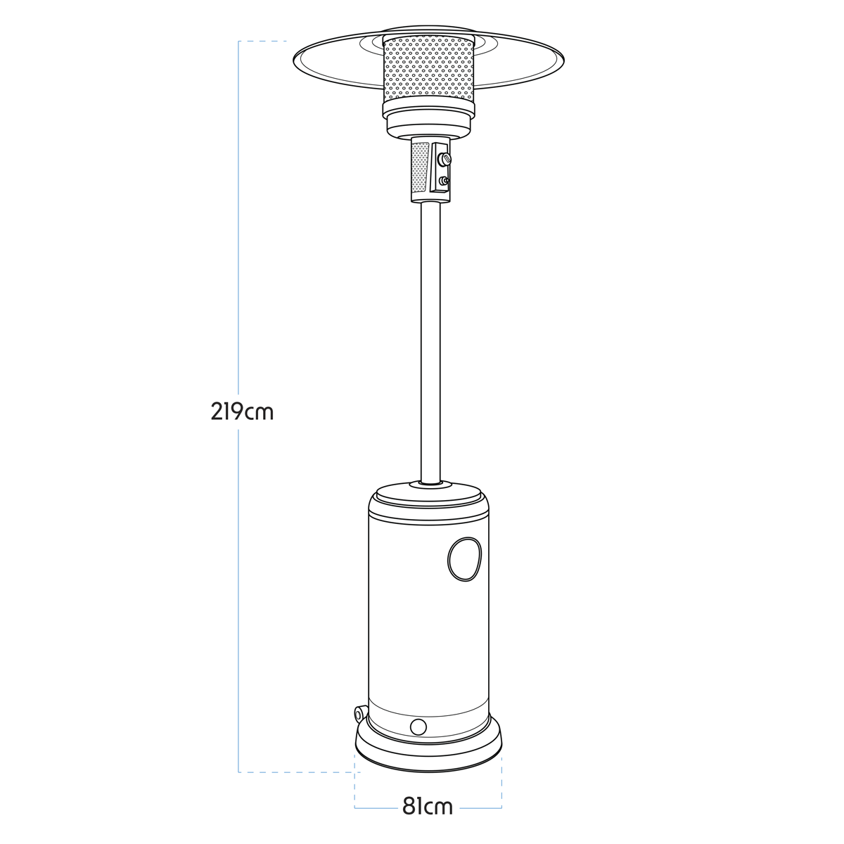 Dellonda Freestanding Gas Patio Heater 13kW with Wheels - Stainless Steel