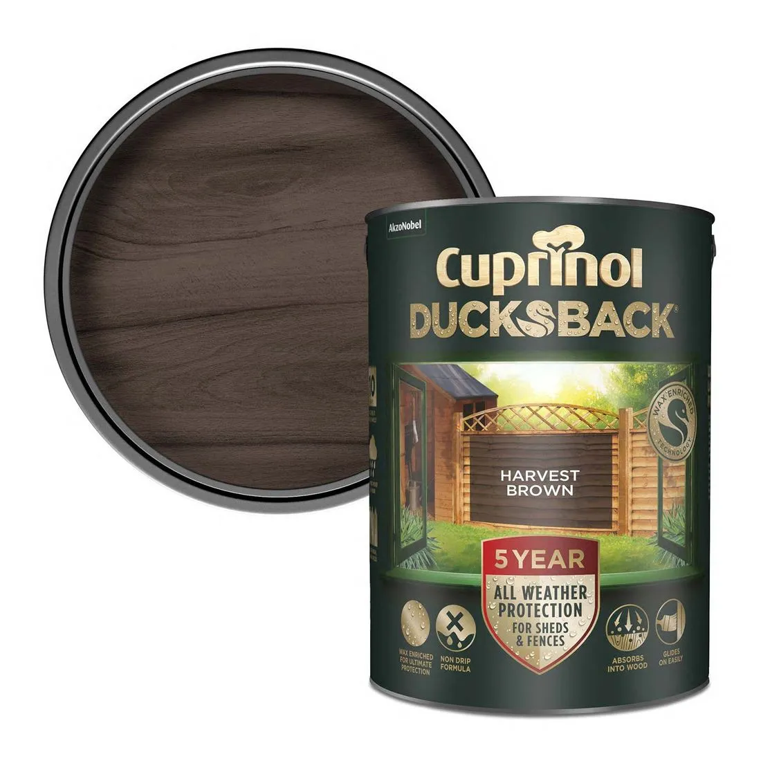 Cuprinol 5 Year Ducksback Shed & Fence Treatment Wood Paint 5L