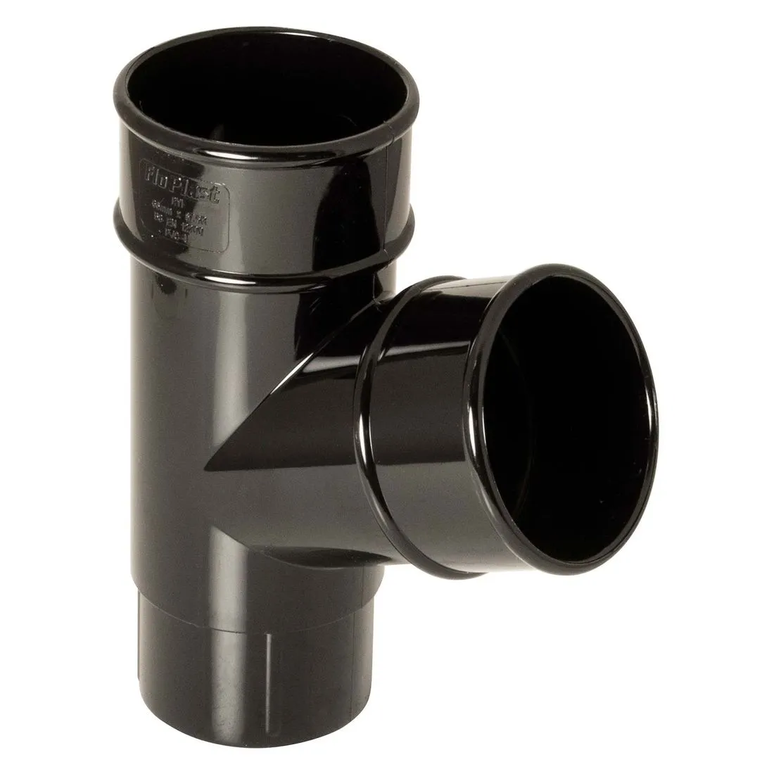 FloPlast Black 68mm Round Downpipe 67.5 Degree Branch