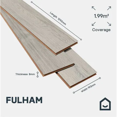 Fulham Grey Oak Effect Structured Laminate Flooring 1.99m²
