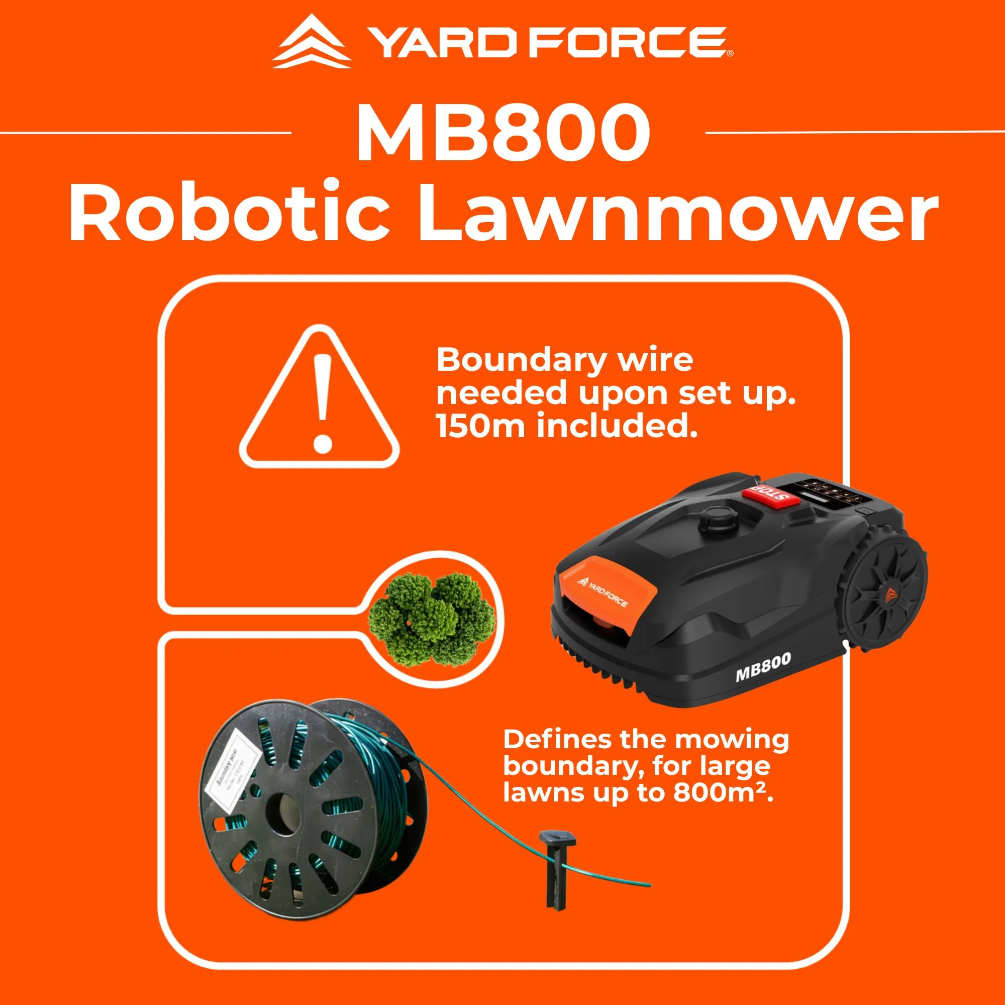 Yard Force MB800 App Controlled Robotic Lawnmower for Medium to Large Gardens up to 800m²
