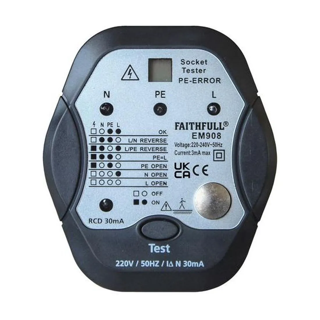 Faithfull Socket Polarity Tester with RCD Test Function